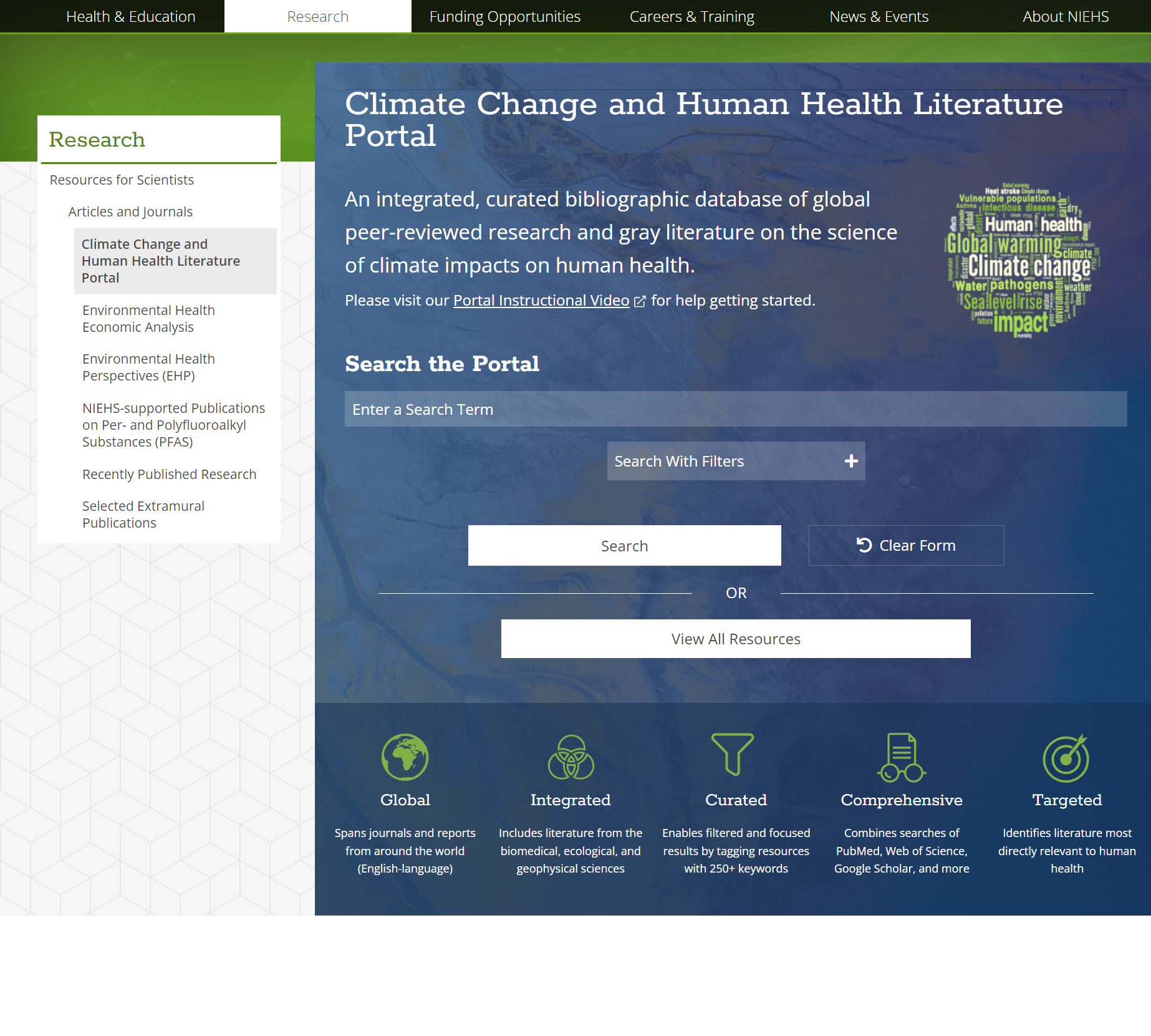 climate change and human health literature portal