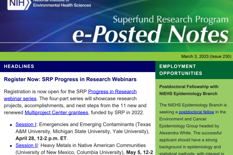 e-Posted Notes for Superfund Research Program